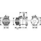 Компрессор кондиционера AVA QUALITY COOLING 0VJRLW Y4X Y6 CRK109 Chrysler Voyager 4 (RG, RS) 2001 – 2007