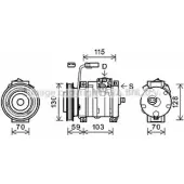Компрессор кондиционера AVA QUALITY COOLING 2019909 D4CVVRF CRK117 G SAWO