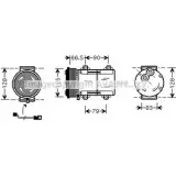 Компрессор кондиционера AVA QUALITY COOLING FDAK276 9TT9ABJ 7PBDW K Ford Escort 7 (FA, GAL, ANL) Универсал 1.8 Endura TD 90 л.с. 1995 – 1999
