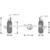Осушитель кондиционера AVA QUALITY COOLING FDD297 Ford Scorpio 2 (FE, GFR, GGR) Универсал 2.5 TD 125 л.с. 1996 – 1998 6 TE1JN 4045385047819