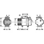 Компрессор кондиционера AVA QUALITY COOLING Ford Fiesta 5 (CBK, JH, JD) Хэтчбек 1.6 TDCi 90 л.с. 2004 – 2008 FDK468 4045385178469 LFY 58QO