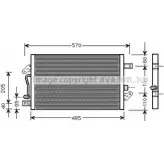 Радиатор кондиционера AVA QUALITY COOLING Fiat Palio (178) 1 Универсал 1.7 TD 70 л.с. 1996 – 2001 4045385011056 M7 FQUOK FT5241