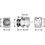 Компрессор кондиционера AVA QUALITY COOLING 4045385203611 229 WFI HYAK138 Hyundai Santa Fe (SM) 1 Кроссовер 2.0 CRDi 113 л.с. 2001 – 2006