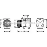Компрессор кондиционера AVA QUALITY COOLING 8K WO4N 4045385203598 HYAK219 2023112