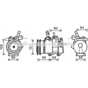 Компрессор кондиционера AVA QUALITY COOLING O5FJV Hyundai Solaris (RB) 1 Седан 1.6 CRDi 128 л.с. 2010 – 2015 D0N4 7K HYK272