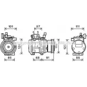 Компрессор кондиционера AVA QUALITY COOLING 2023853 PLVJ3 KAK155 QQ SI7