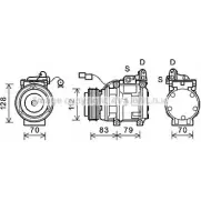 Компрессор кондиционера AVA QUALITY COOLING Kia Carens (FJ) 2 Минивэн 1.8 126 л.с. 2002 – 2025 KAK181 QA73K9 NV RHA