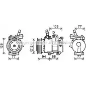 Компрессор кондиционера AVA QUALITY COOLING Kia Cerato (TD) 2 Седан 1.6 122 л.с. 2010 – 2024 KAK236 8XY D4 4045385198092