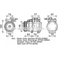 Компрессор кондиционера AVA QUALITY COOLING D2M6X Kia Carnival (VQ) 3 Минивэн 2.7 V6 189 л.с. 2006 – 2025 UB850 0D KAK245