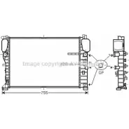 Радиатор охлаждения двигателя AVA QUALITY COOLING 82WUY Mercedes E-Class (S211) 3 Универсал 3.2 E 320 T CDI (2126) 204 л.с. 2003 – 2009 1PNT P MS2459