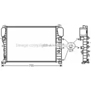 Радиатор охлаждения двигателя AVA QUALITY COOLING Mercedes E-Class (W211) 3 Седан 2.1 E 220 CDI 163 л.с. 2003 – 2008 4045385165124 YA 3OL MSA2394