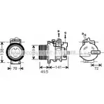 Компрессор кондиционера AVA QUALITY COOLING 2025025 MSK476 ND6L6 WYGF 67