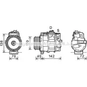 Компрессор кондиционера AVA QUALITY COOLING Mercedes S-Class (W221) 3 Седан 3.0 S 350 CDI 235 л.с. 2009 – 2013 R9X2WQW MSK602 HA7C Y