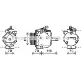 Компрессор кондиционера AVA QUALITY COOLING 7ER8KI Mitsubishi Colt 6 (Z3, Z2) Хэтчбек 1.1 LPG 75 л.с. 2004 – 2012 IBZ YE54 MTK224