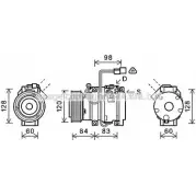 Компрессор кондиционера AVA QUALITY COOLING Mitsubishi Pajero 3 (V6, V7) Внедорожник 2д 3.0 (V73W) 170 л.с. 2001 – 2006 MTK227 1RPB DI4 XUOFE