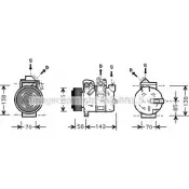 Компрессор кондиционера AVA QUALITY COOLING Opel Zafira (A) 1 Минивэн 2.0 DI (F75) 86 л.с. 1999 – 2000 V7 GIIVC 0JHYIK OLK357