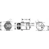 Компрессор кондиционера AVA QUALITY COOLING 4045385090594 Saab 9-3 (YS3F) 2 Седан 8L6K E9Z OLK451