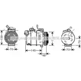 Компрессор кондиционера AVA QUALITY COOLING 3P 2G9F YPIX4TY OLK459 Opel Omega (B) 2 Седан 2.5 DTI (F69) 150 л.с. 2001 – 2003