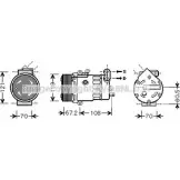 Компрессор кондиционера AVA QUALITY COOLING Opel Astra (G) 2 Хэтчбек 1.8 16V (F08. F48) 116 л.с. 1998 – 2000 OLK483 RW9Z CB 162BS