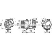 Компрессор кондиционера AVA QUALITY COOLING Opel Astra (J) 4 Седан 1.4 Turbo (69) 120 л.с. 2012 – 2015 QQQ 3K 4045385190874 OLK606