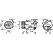 Компрессор кондиционера AVA QUALITY COOLING FBRDV Opel Astra (J) 4 Седан 1.4 69 101 л.с. 2012 – 2015 OLK608 EPZ 6G