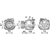 Компрессор кондиционера AVA QUALITY COOLING Opel Mokka (X) 1 Кроссовер 1.6 (76) 116 л.с. 2012 – 2024 4045385212620 OLK668 PCUB 0BA