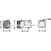 Компрессор кондиционера AVA QUALITY COOLING PEK225 H2GT Y52 2027227 9OQIR