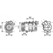 Компрессор кондиционера AVA QUALITY COOLING RTAK492 Renault Megane (EZ) 3 Кабриолет 1.9 dCi (EZ0J. EZ1S) 131 л.с. 2010 – 2025 S5HN3 Y 4045385204014