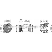 Компрессор кондиционера AVA QUALITY COOLING B66RA Renault Megane (KA) 1 Универсал 1.6 e (KA0F) 90 л.с. 1999 – 2003 RTK310 Y 0C7L