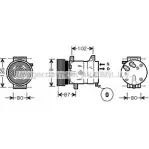 Компрессор кондиционера AVA QUALITY COOLING RTK386 Renault Laguna (KG) 2 Универсал 1.6 16V 112 л.с. 2005 – 2007 UXL0T H9 OCSK3