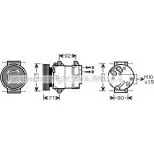 Компрессор кондиционера AVA QUALITY COOLING D9JS8 6 Renault Megane (KM) 2 Универсал 1.6 16V 102 л.с. 2005 – 2009 RTK441 4045385158539