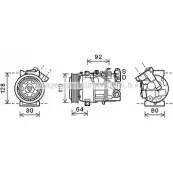 Компрессор кондиционера AVA QUALITY COOLING RTK492 33 LVY4 Renault Megane (EZ) 3 Кабриолет 1.9 dCi (EZ0J. EZ1S) 131 л.с. 2010 – 2025 4045385178407