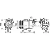 Компрессор кондиционера AVA QUALITY COOLING RTK565 4045385191635 Renault Koleos 1 (HY) 2007 – 2016 M0 OZ3