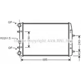 Радиатор охлаждения двигателя AVA QUALITY COOLING SA2008 H91 RW9H BIMTQUP 2028240