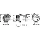 Компрессор кондиционера AVA QUALITY COOLING FW I3ZR Saab 9-3 (YS3F) 2 Седан 2.0 t 220 л.с. 2011 – 2015 SBK069 E9G13JL