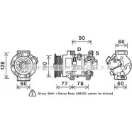 Компрессор кондиционера AVA QUALITY COOLING 2029521 T1 OA0 TOK584 4045385167586