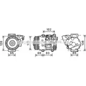 Компрессор кондиционера AVA QUALITY COOLING V X1QC Toyota Camry (XV50) 5 Седан 2.0 (ASV51) 150 л.с. 2015 – 2024 TOK661 4045385190621