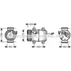 Компрессор кондиционера AVA QUALITY COOLING Volvo V70 1 (875, 876) Универсал 2.4 Turbo AWD 265 л.с. 1999 – 2000 SRD3 M VOK120 4045385063789