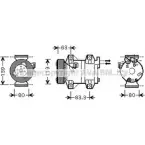 Компрессор кондиционера AVA QUALITY COOLING 4045385063796 VOK121 VVL 6Y Volvo V70 2 (285) Универсал 2.4 Bifuel (LPG) 140 л.с. 2001 – 2007