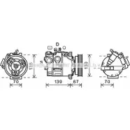 Компрессор кондиционера AVA QUALITY COOLING VOK167 Volvo V60 1 (155) Универсал 3.0 T6 AWD 329 л.с. 2014 – 2015 4045385179152 3TEJ ZA