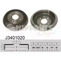 Тормозной барабан NIPPARTS 8711768089184 J3401020 Nissan Primera (P11) 2 Седан 1.6 16V 99 л.с. 1996 – 2000 XPG J2ZJ