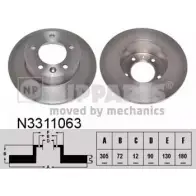 Тормозной диск NIPPARTS NT 9A6 N3311063 8718638564482 Renault Master (EV) 3 Кабина с шасси 2.3 dCi 170 FWD 170 л.с. 2016 – 2024