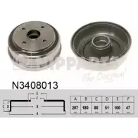 Тормозной барабан NIPPARTS J 972Y N3408013 8711768480745 Suzuki Wagon R (MH21) 3 Хэтчбек 1.2 80 л.с. 2004 – 2005