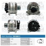 Генератор MEAT & DORIA Audi A4 (B6) 2 Универсал 1.9 Tdi 101 л.с. 2001 – 2004 5510011 3L QPT