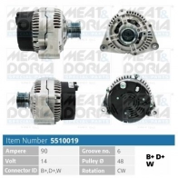 Генератор MEAT & DORIA Y 32J8 Mercedes E-Class (W210) 2 Седан 2.8 E 280 (253) 193 л.с. 1996 – 1997 5510019