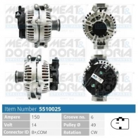 Генератор MEAT & DORIA 5510025 H26KFH U Bmw Z4