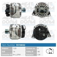 Генератор MEAT & DORIA 5510032 SRXT WMA Mercedes C-Class (S203) 2 Универсал 2.0 C 180 (2035) 129 л.с. 2001 – 2002