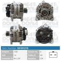 Генератор MEAT & DORIA 55101215 P I1BD Renault Laguna (BG) 2 Хэтчбек 1.9 dCi (BG0R) 100 л.с. 2001 – 2005
