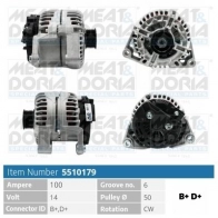 Генератор MEAT & DORIA 9Y NWXPA 5510179 Opel Astra (G) 2 Седан 2.0 DTI 16V (F69) 101 л.с. 1999 – 2005