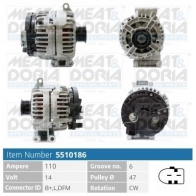 Генератор MEAT & DORIA QFGIT D 5510186 Mini Cooper (R52) 1 Кабриолет